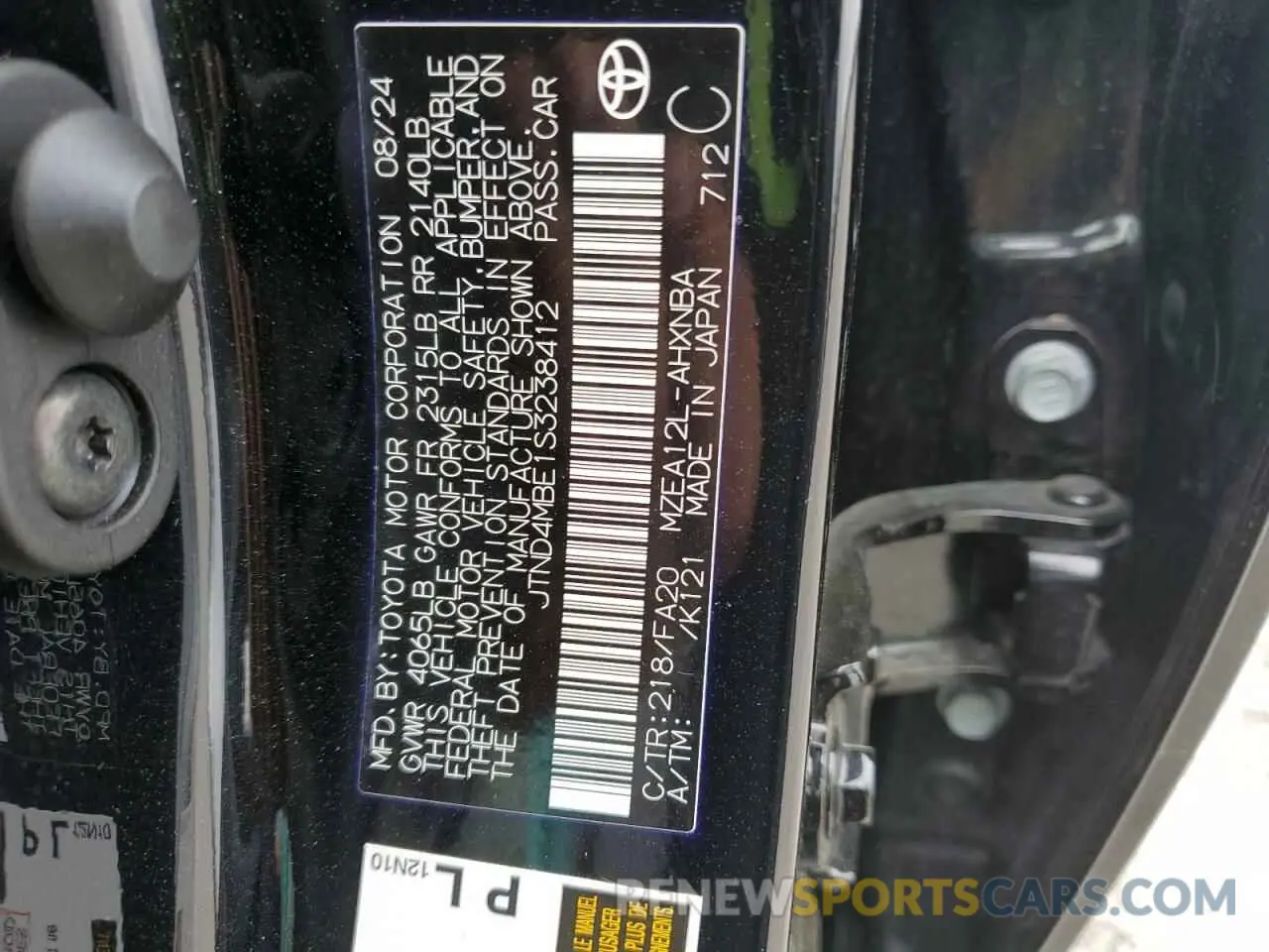 12 Photograph of a damaged car JTND4MBE1S3238412 TOYOTA COROLLA 2025
