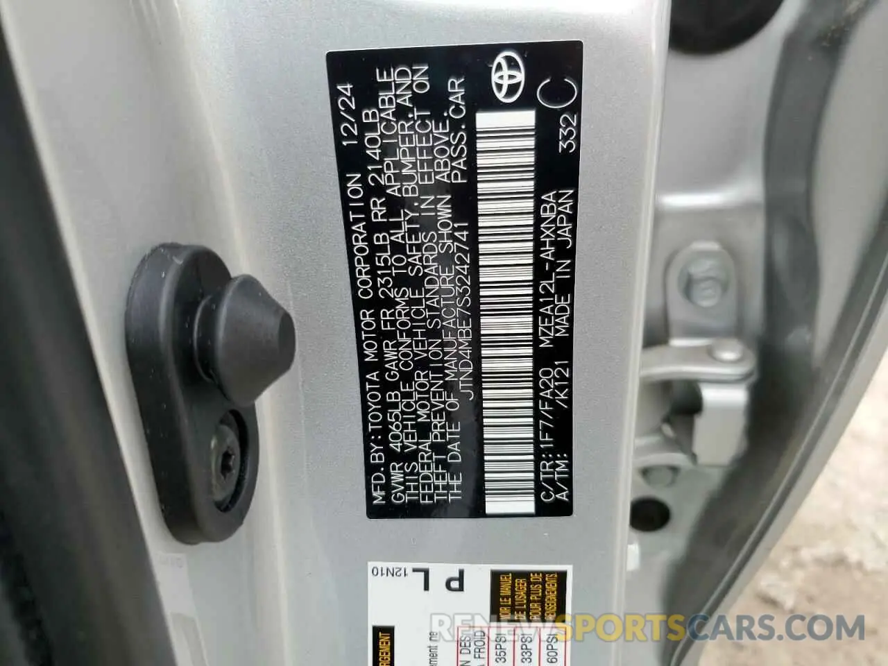 12 Photograph of a damaged car JTND4MBE7S3242741 TOYOTA COROLLA 2025