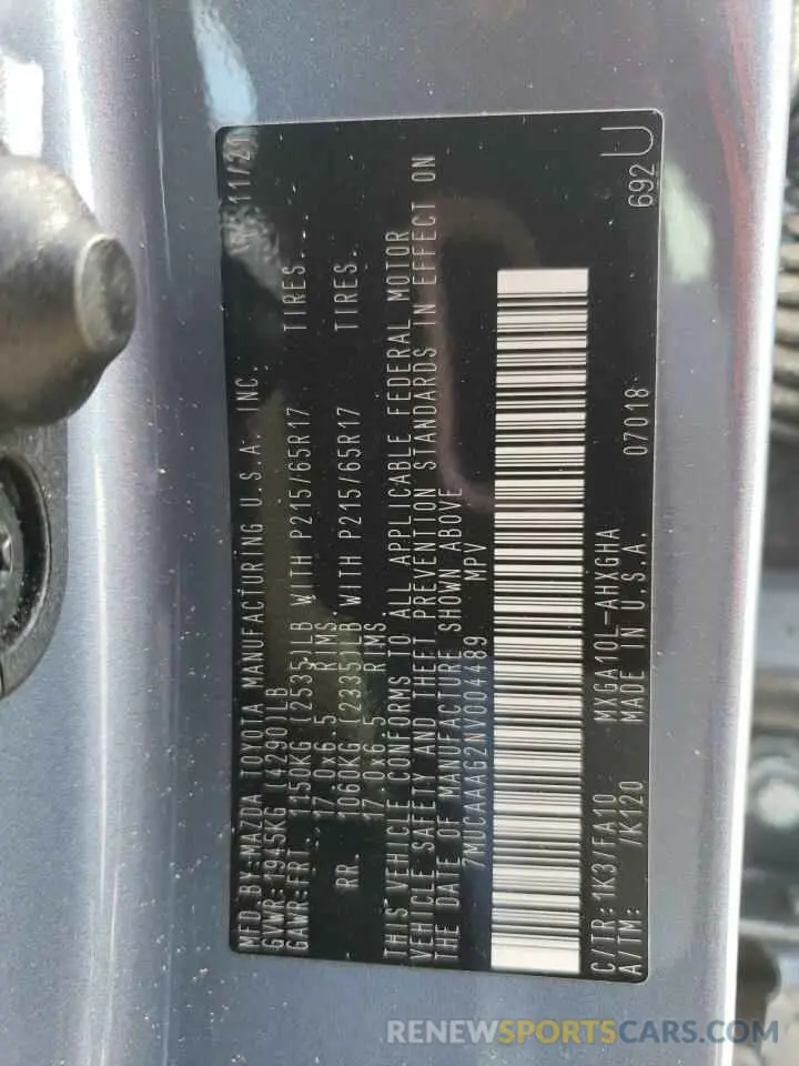 13 Photograph of a damaged car 7MUCAAAG2NV004489 TOYOTA COROLLA CR 2022