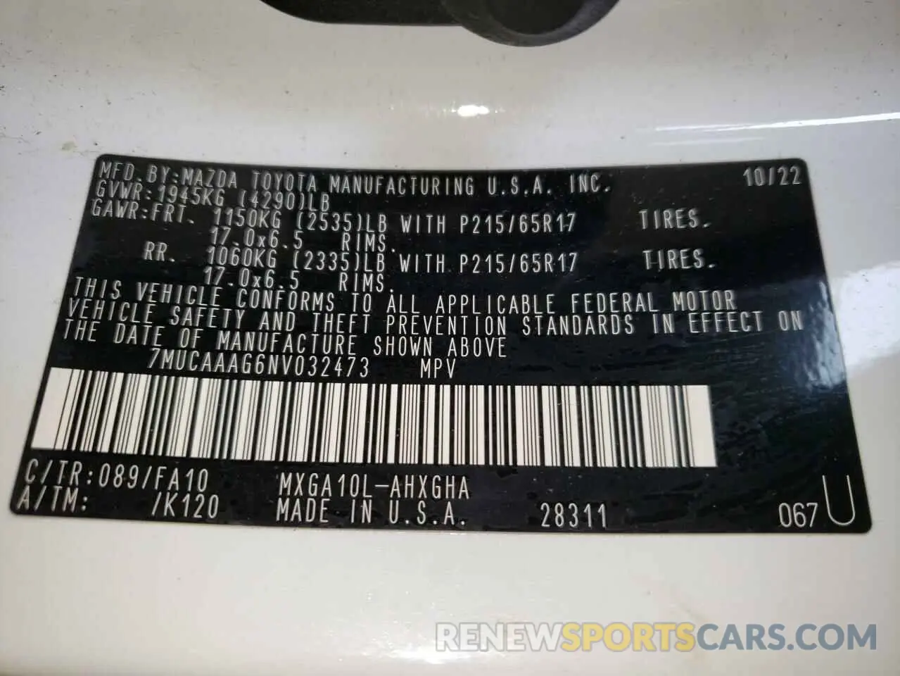13 Photograph of a damaged car 7MUCAAAG6NV032473 TOYOTA COROLLA CR 2022
