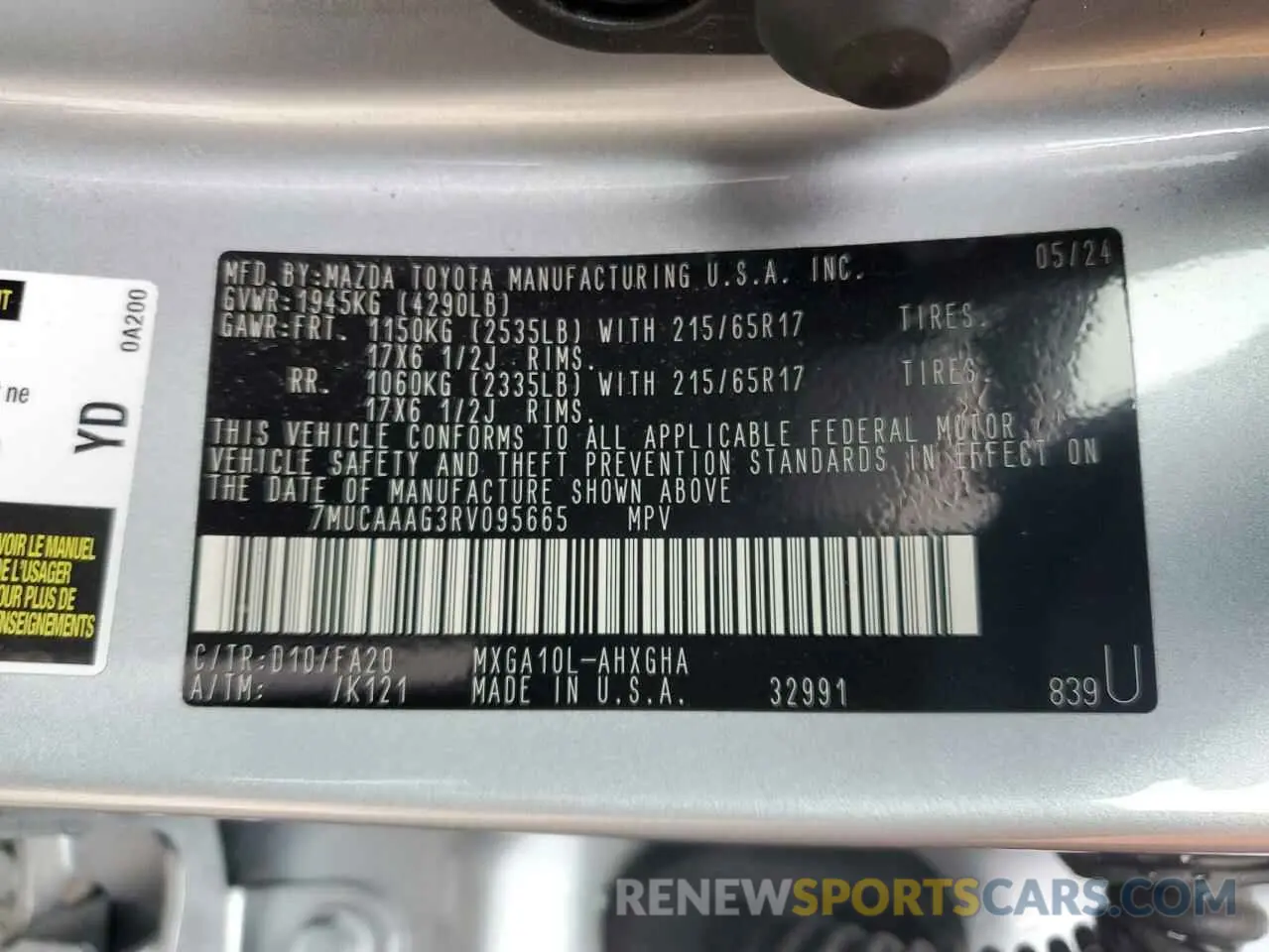 13 Photograph of a damaged car 7MUCAAAG3RV095665 TOYOTA COROLLA CR 2024