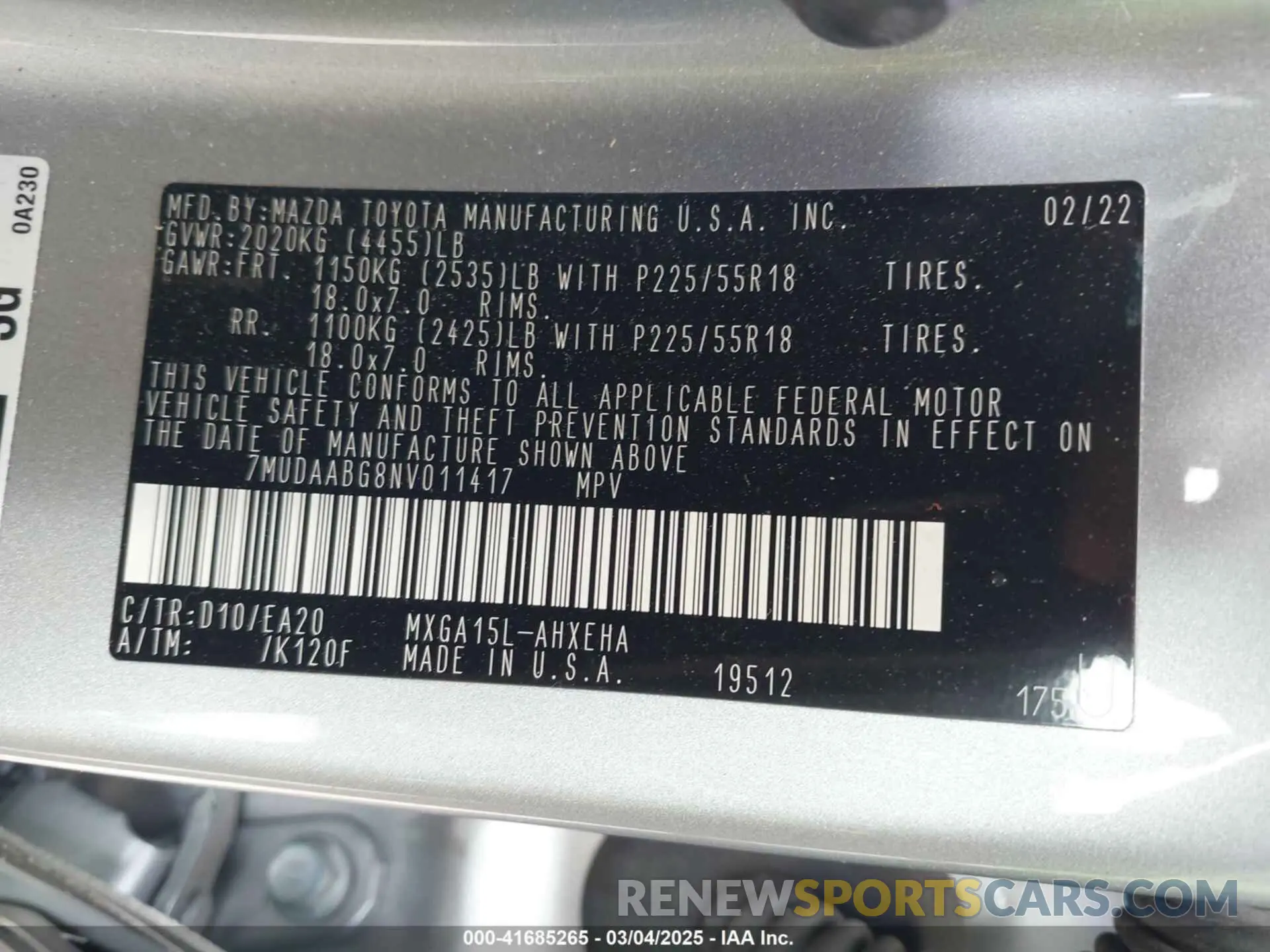9 Photograph of a damaged car 7MUDAABG8NV011417 TOYOTA COROLLA CROSS 2022