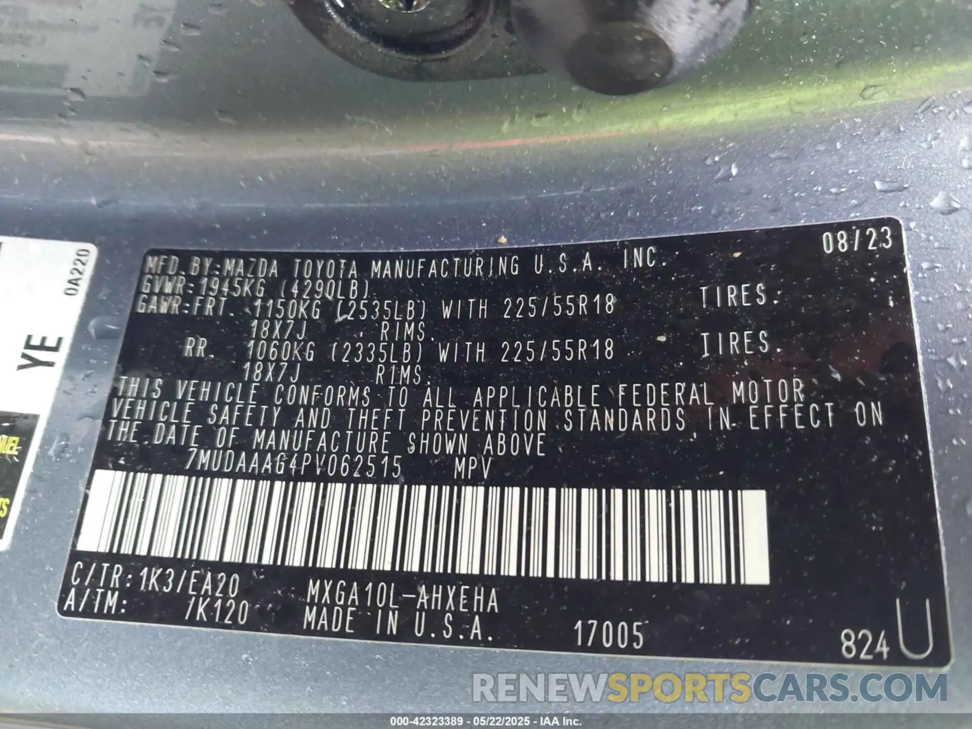 9 Photograph of a damaged car 7MUDAAAG4PV062515 TOYOTA COROLLA CROSS 2023