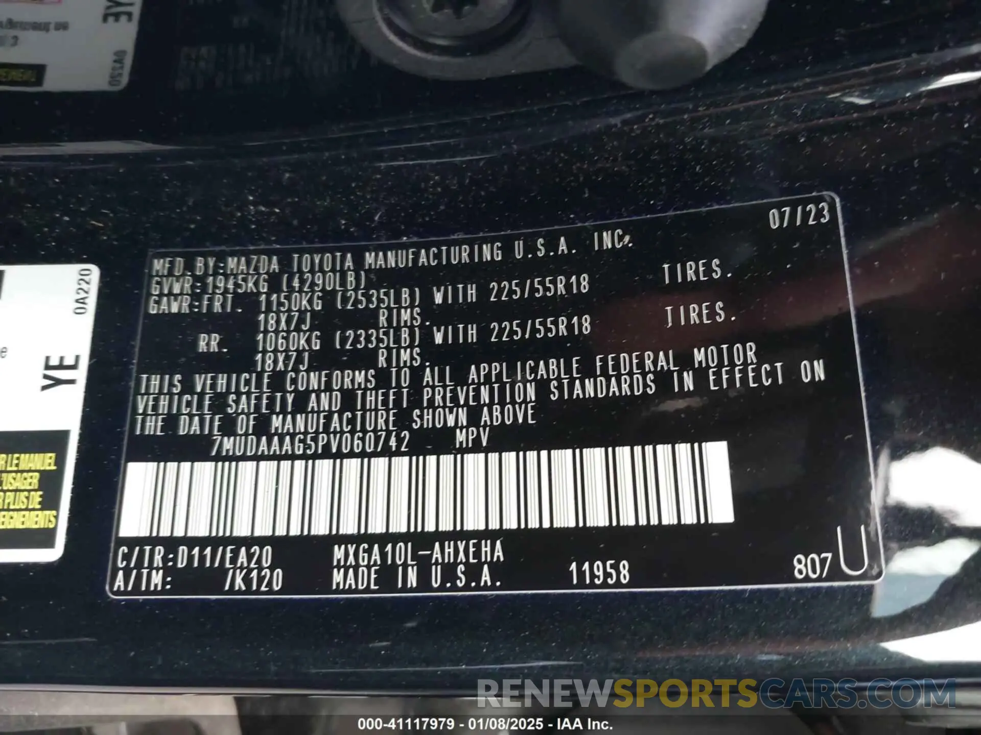 9 Photograph of a damaged car 7MUDAAAG5PV060742 TOYOTA COROLLA CROSS 2023