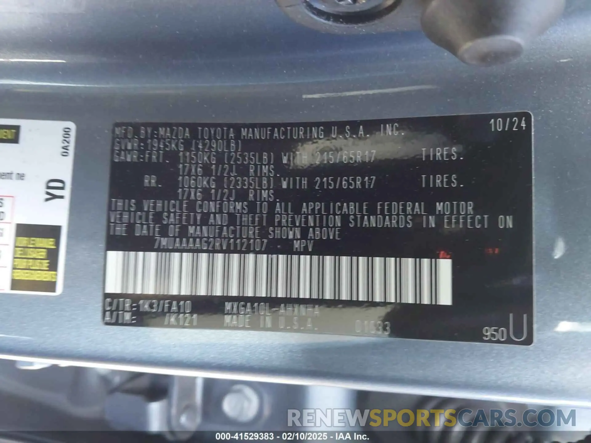9 Photograph of a damaged car 7MUAAAAG2RV112107 TOYOTA COROLLA CROSS 2024