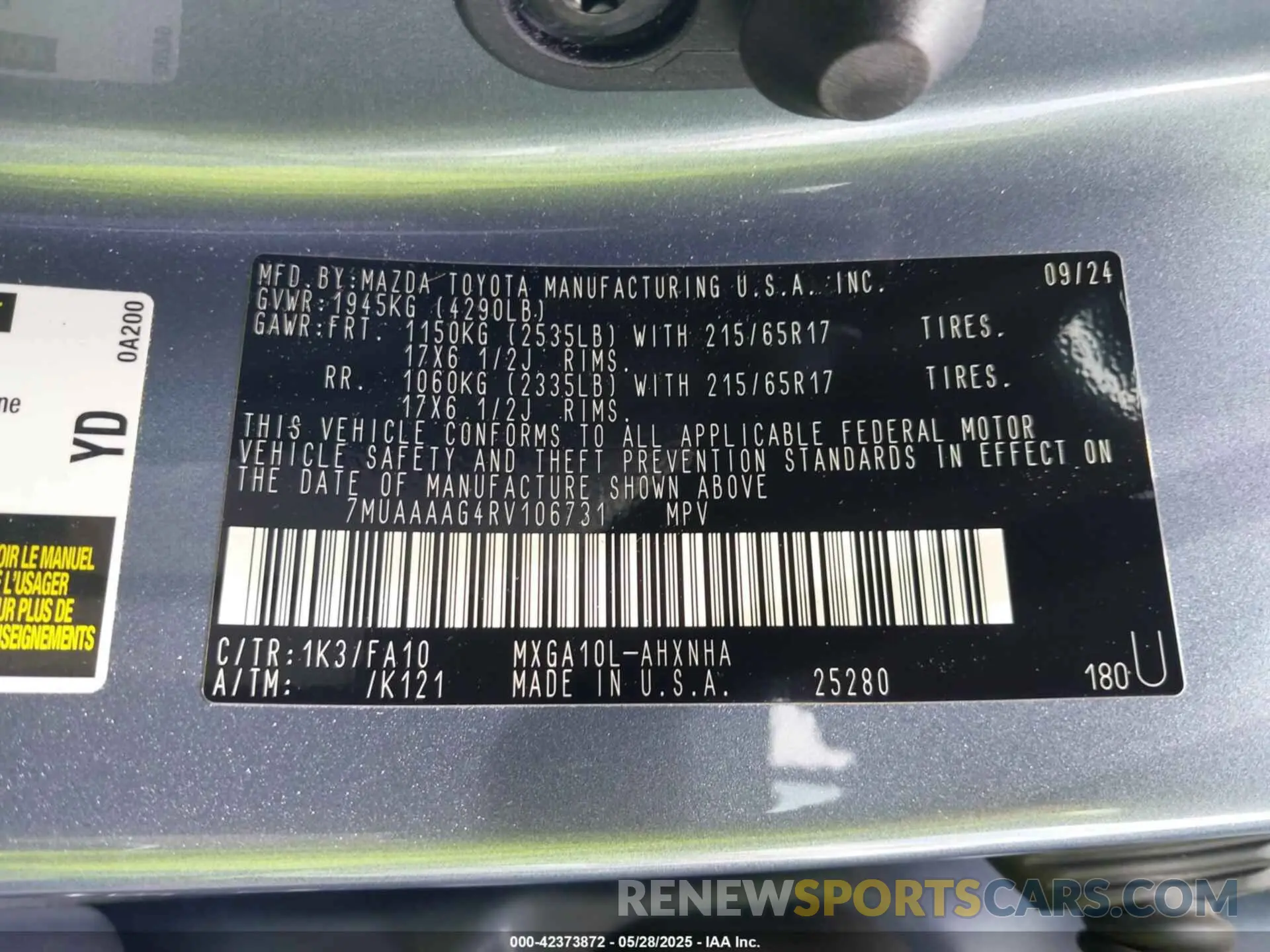 9 Photograph of a damaged car 7MUAAAAG4RV106731 TOYOTA COROLLA CROSS 2024