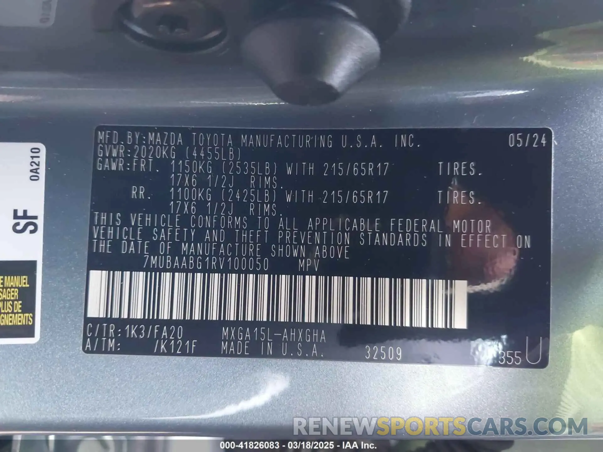 9 Photograph of a damaged car 7MUBAABG1RV100050 TOYOTA COROLLA CROSS 2024