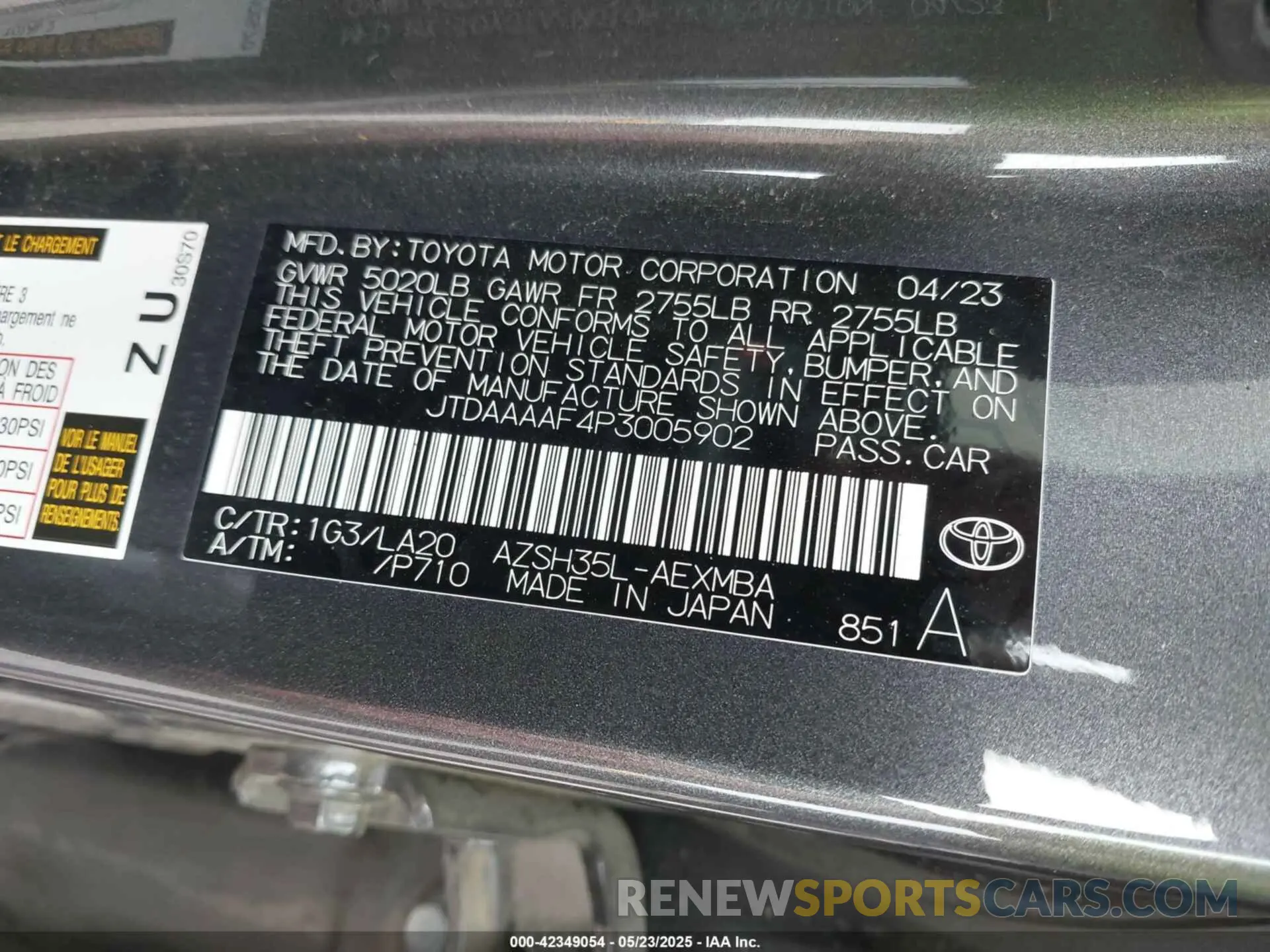 9 Photograph of a damaged car JTDAAAAF4P3005902 TOYOTA CROWN 2023