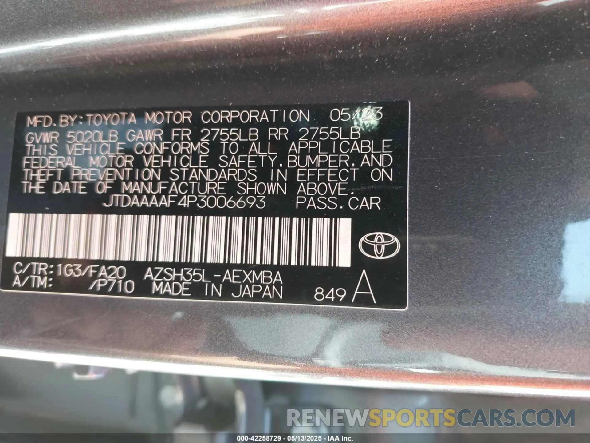 9 Photograph of a damaged car JTDAAAAF4P3006693 TOYOTA CROWN 2023