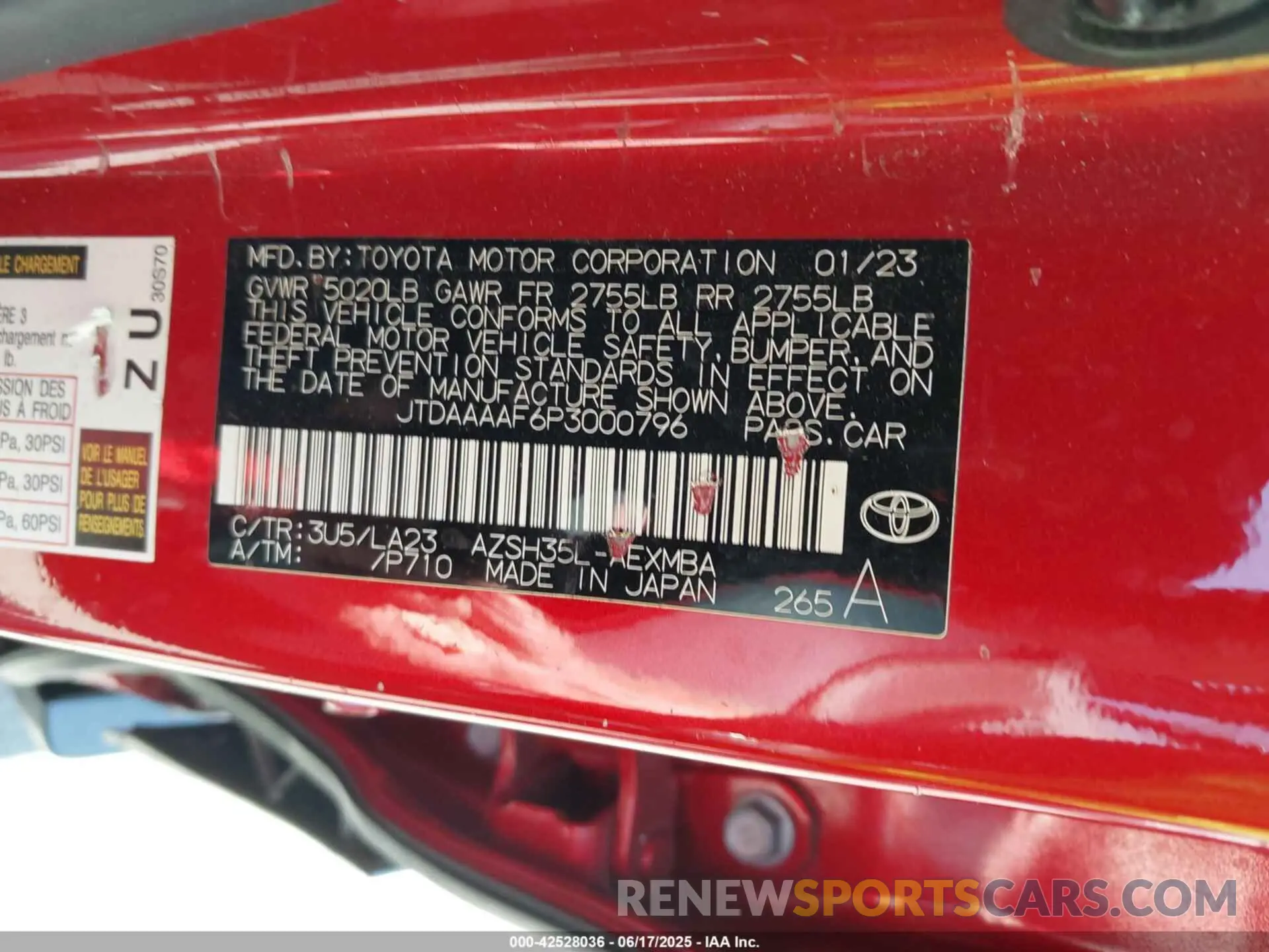 9 Photograph of a damaged car JTDAAAAF6P3000796 TOYOTA CROWN 2023