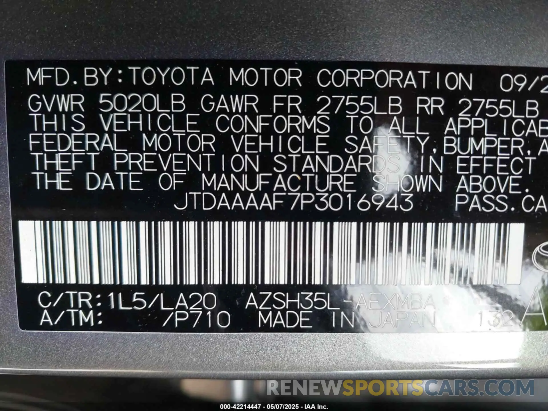 9 Photograph of a damaged car JTDAAAAF7P3016943 TOYOTA CROWN 2023