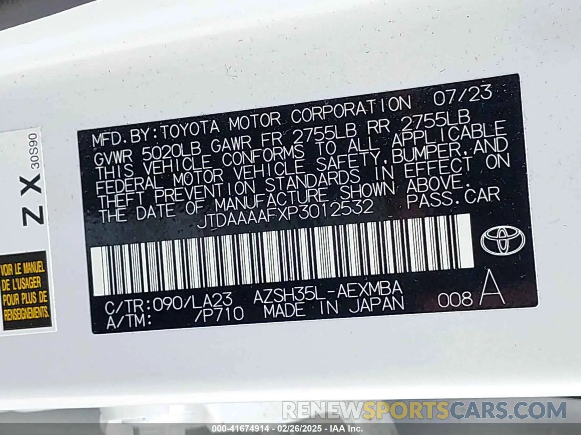 9 Photograph of a damaged car JTDAAAAFXP3012532 TOYOTA CROWN 2023