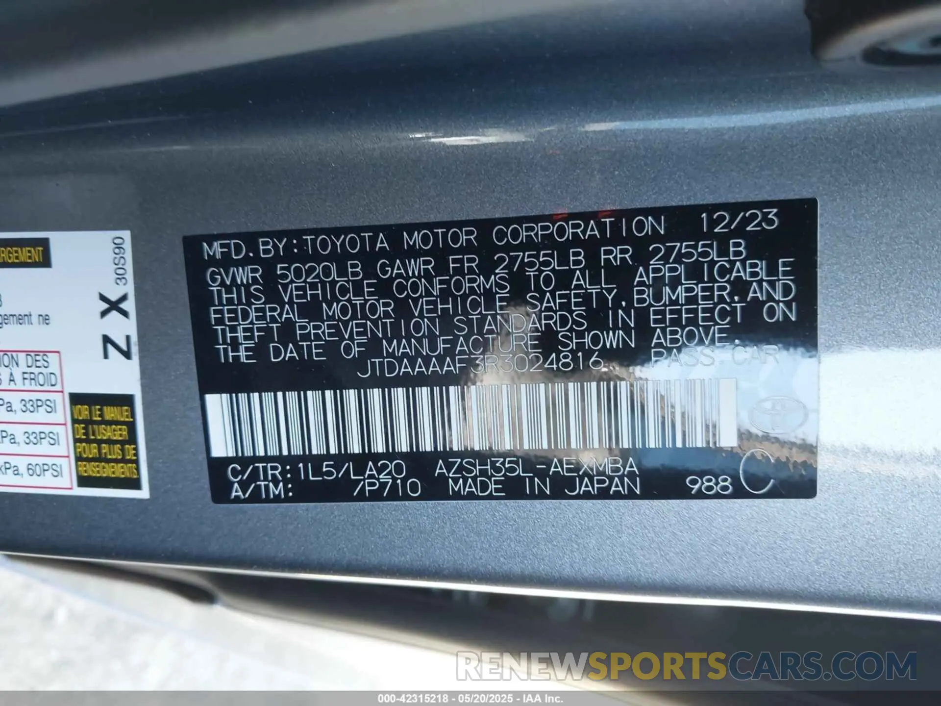 9 Photograph of a damaged car JTDAAAAF3R3024816 TOYOTA CROWN 2024