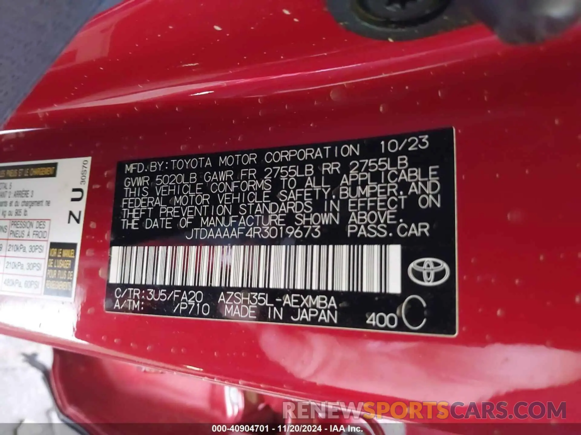 9 Photograph of a damaged car JTDAAAAF4R3019673 TOYOTA CROWN 2024