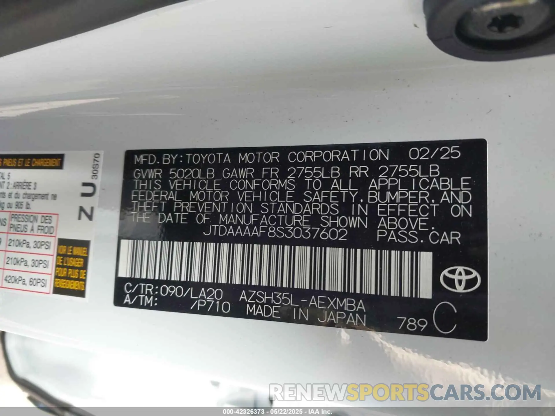 9 Photograph of a damaged car JTDAAAAF8S3037602 TOYOTA CROWN 2025