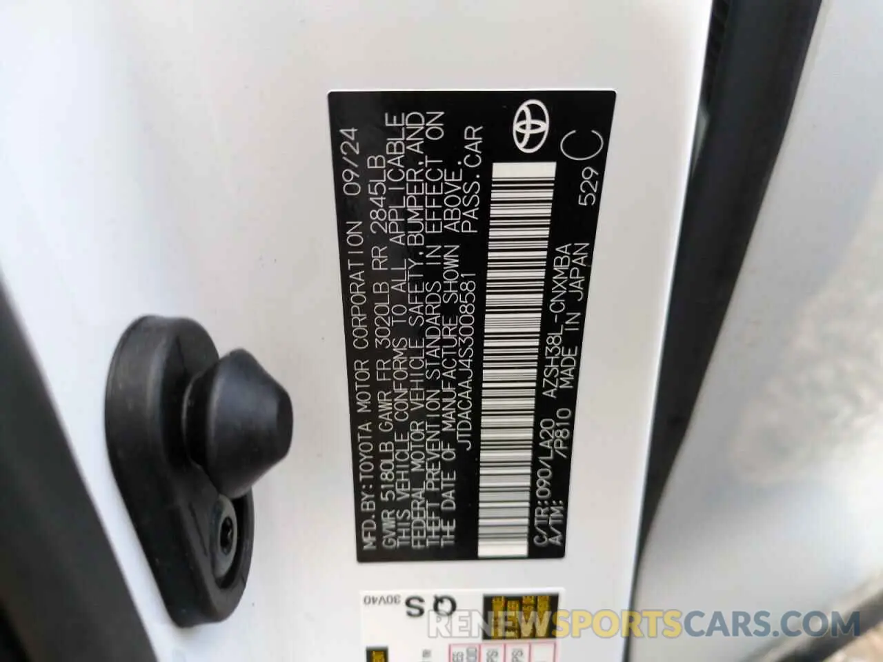 13 Photograph of a damaged car JTDACAAJ4S3008581 TOYOTA CROWN SIGN 2025