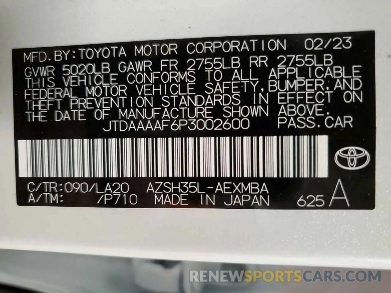 12 Photograph of a damaged car JTDAAAAF6P3002600 TOYOTA CROWN XLE 2023