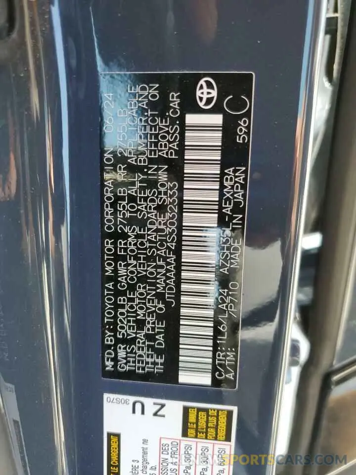 12 Photograph of a damaged car JTDAAAAF4S3032333 TOYOTA CROWN XLE 2025
