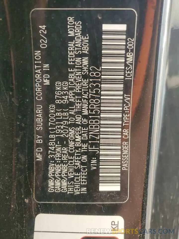 12 Photograph of a damaged car JF1ZNBB15R8753182 TOYOTA GR 86 2024