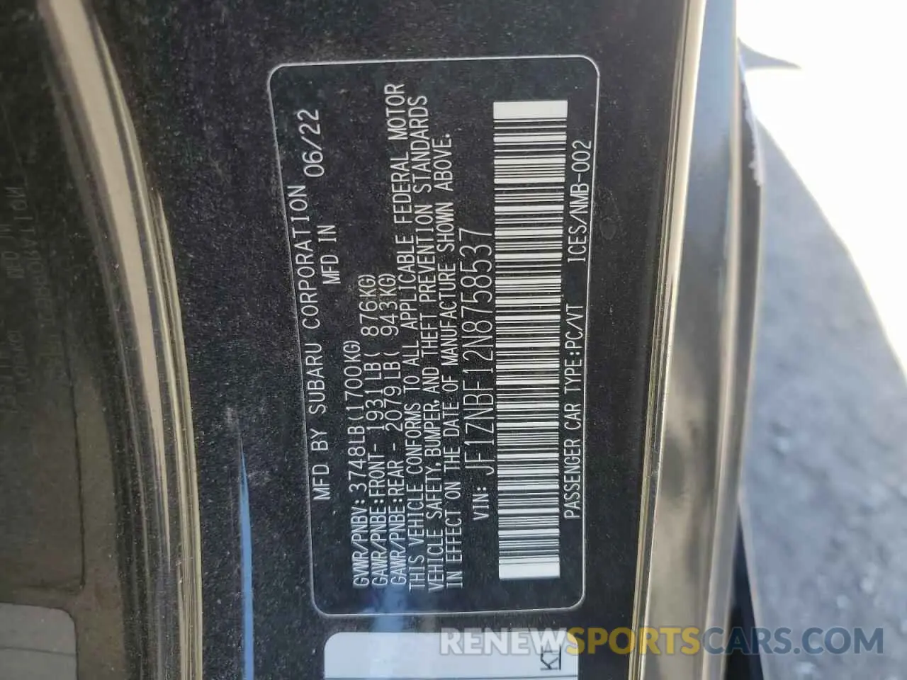14 Photograph of a damaged car JF1ZNBF12N8758537 TOYOTA GR 86 PREM 2022