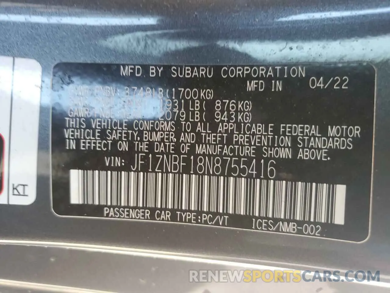 14 Photograph of a damaged car JF1ZNBF18N8755416 TOYOTA GR 86 PREM 2022