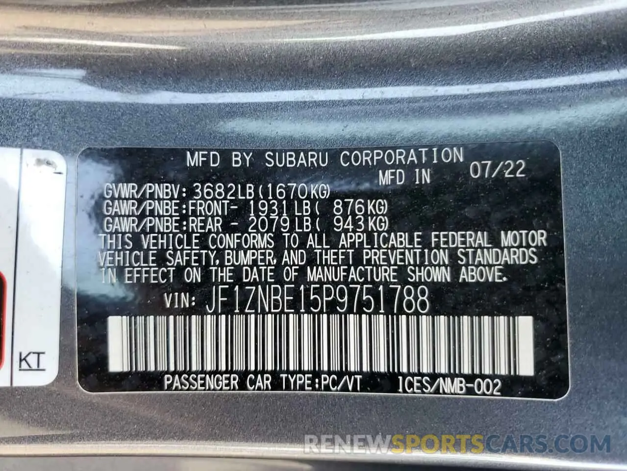 12 Photograph of a damaged car JF1ZNBE15P9751788 TOYOTA GR 86 PREM 2023