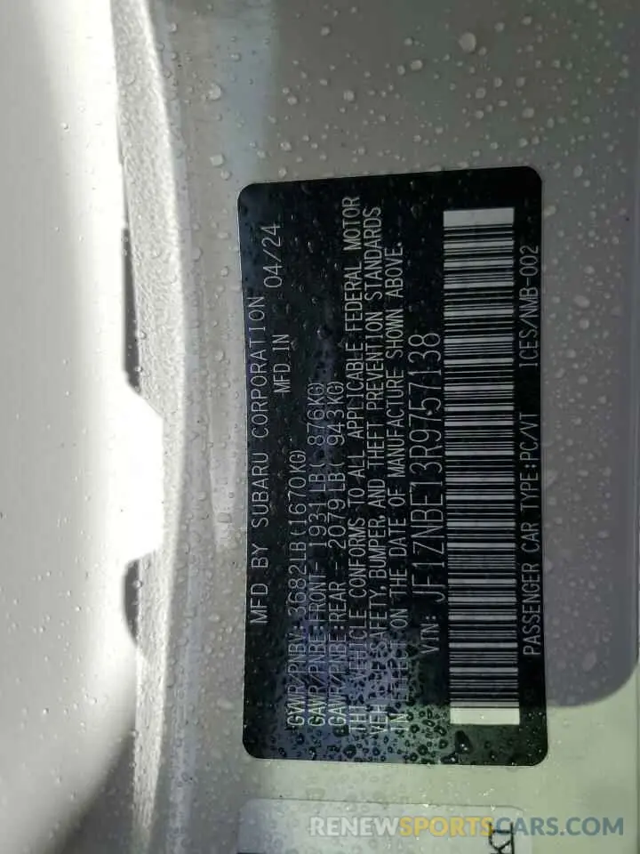 13 Photograph of a damaged car JF1ZNBE13R9757138 TOYOTA GR 86 PREM 2024