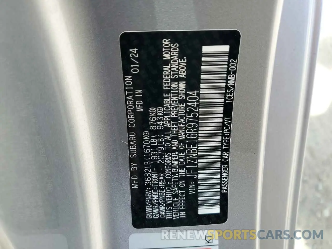 12 Photograph of a damaged car JF1ZNBE16R9752404 TOYOTA GR 86 PREM 2024