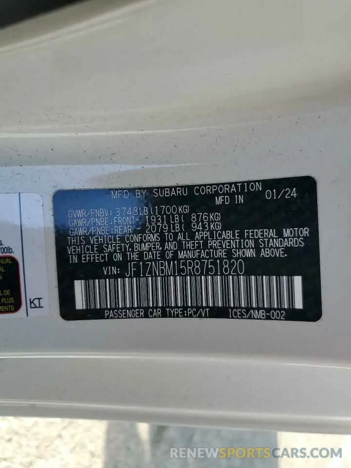12 Photograph of a damaged car JF1ZNBM15R8751820 TOYOTA GR 86 TRUE 2024