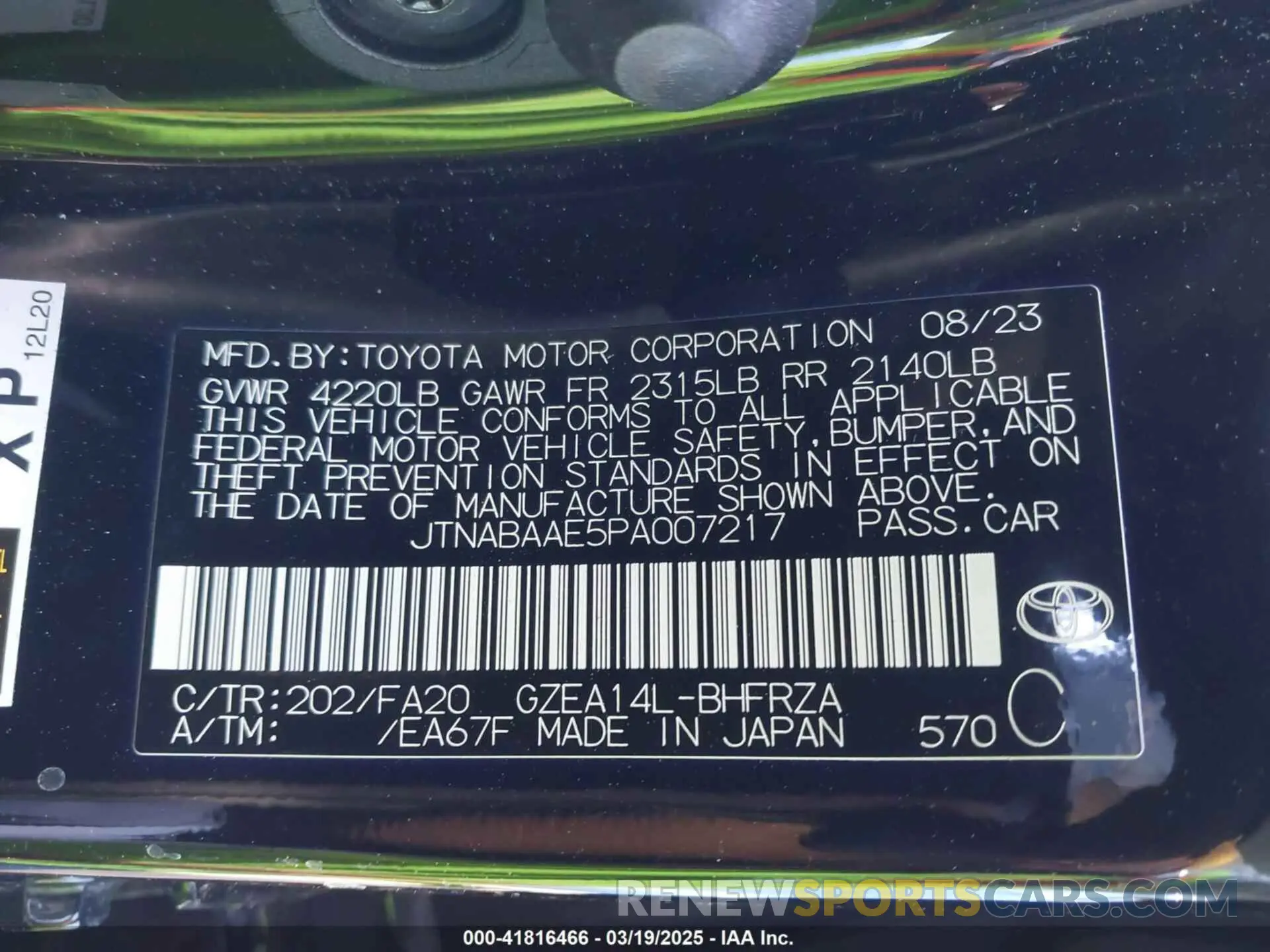 9 Photograph of a damaged car JTNABAAE5PA007217 TOYOTA GR COROLLA 2023