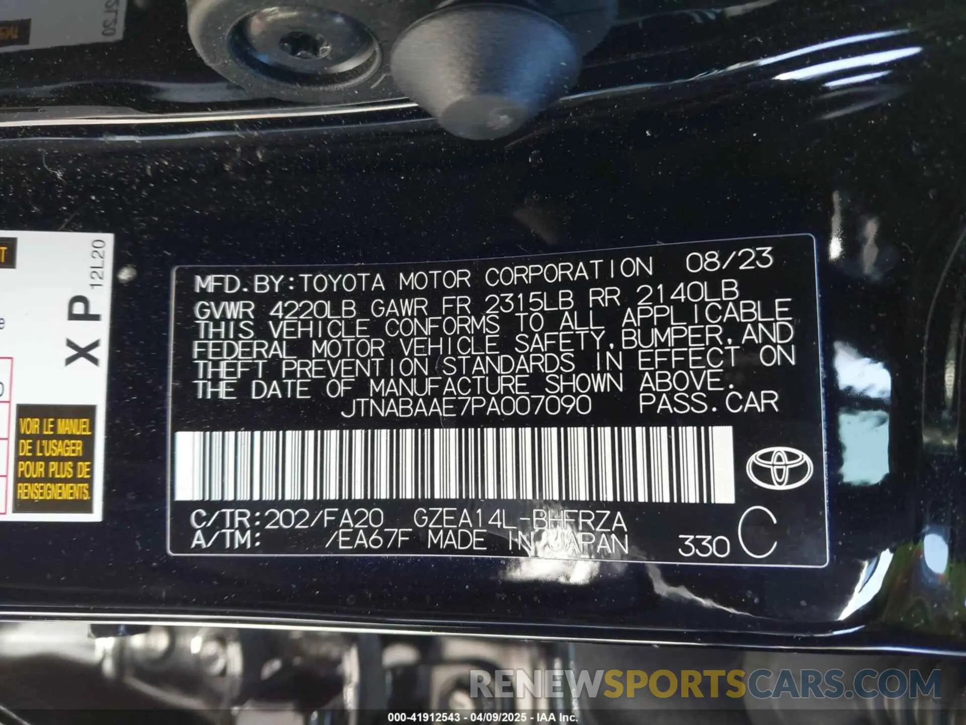 9 Photograph of a damaged car JTNABAAE7PA007090 TOYOTA GR COROLLA 2023