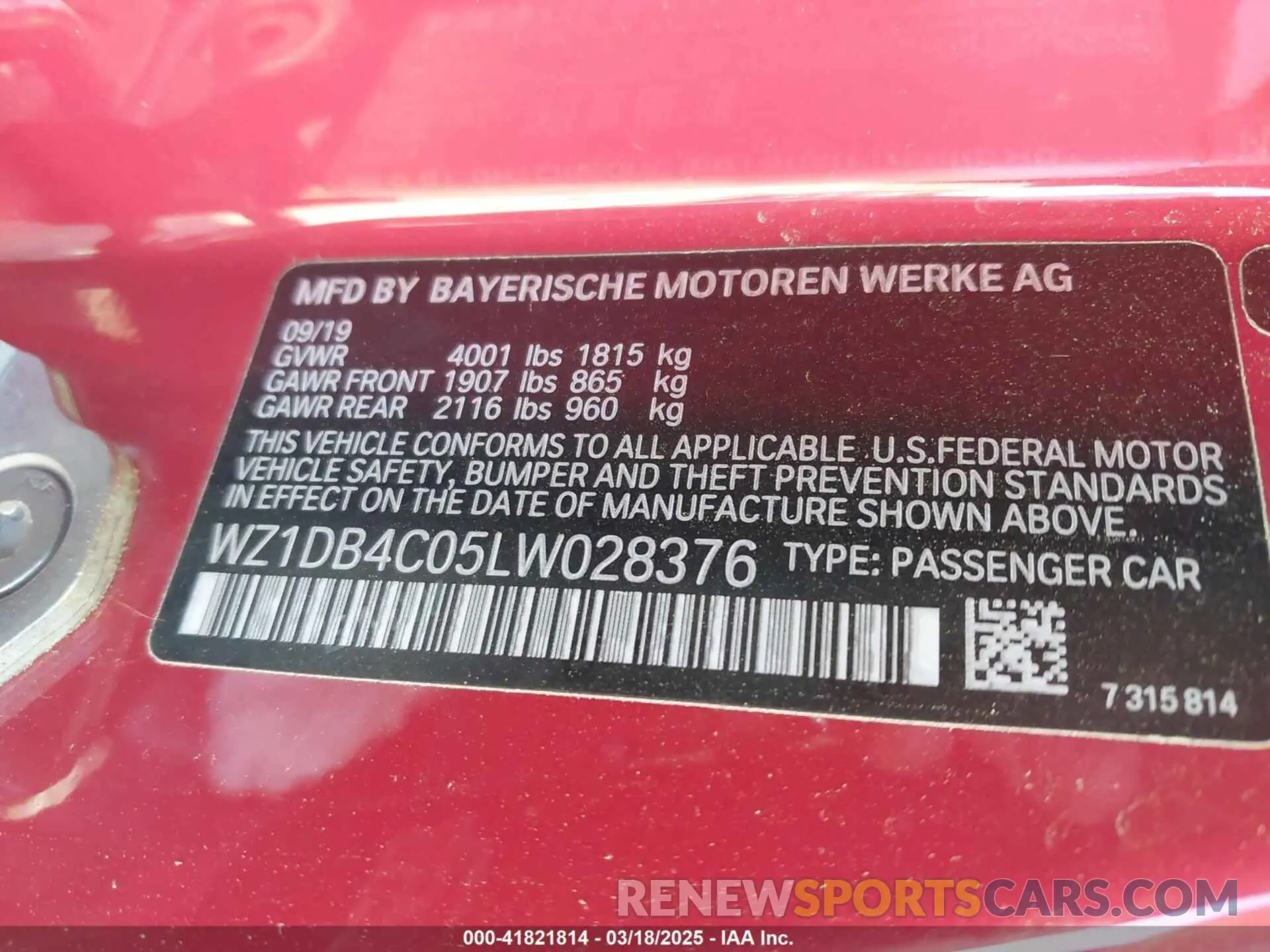 9 Photograph of a damaged car WZ1DB4C05LW028376 TOYOTA GR SUPRA 2020