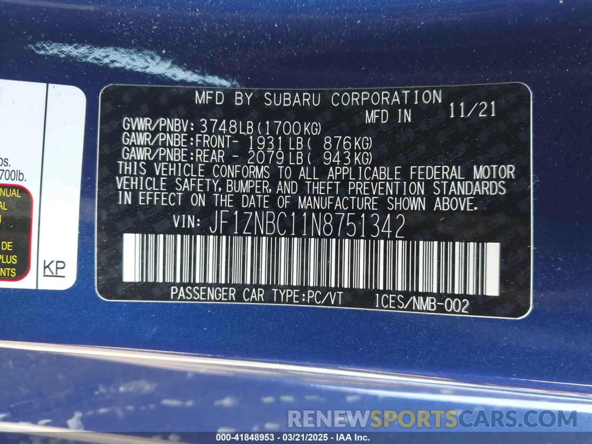 9 Photograph of a damaged car JF1ZNBC11N8751342 TOYOTA GR86 2022