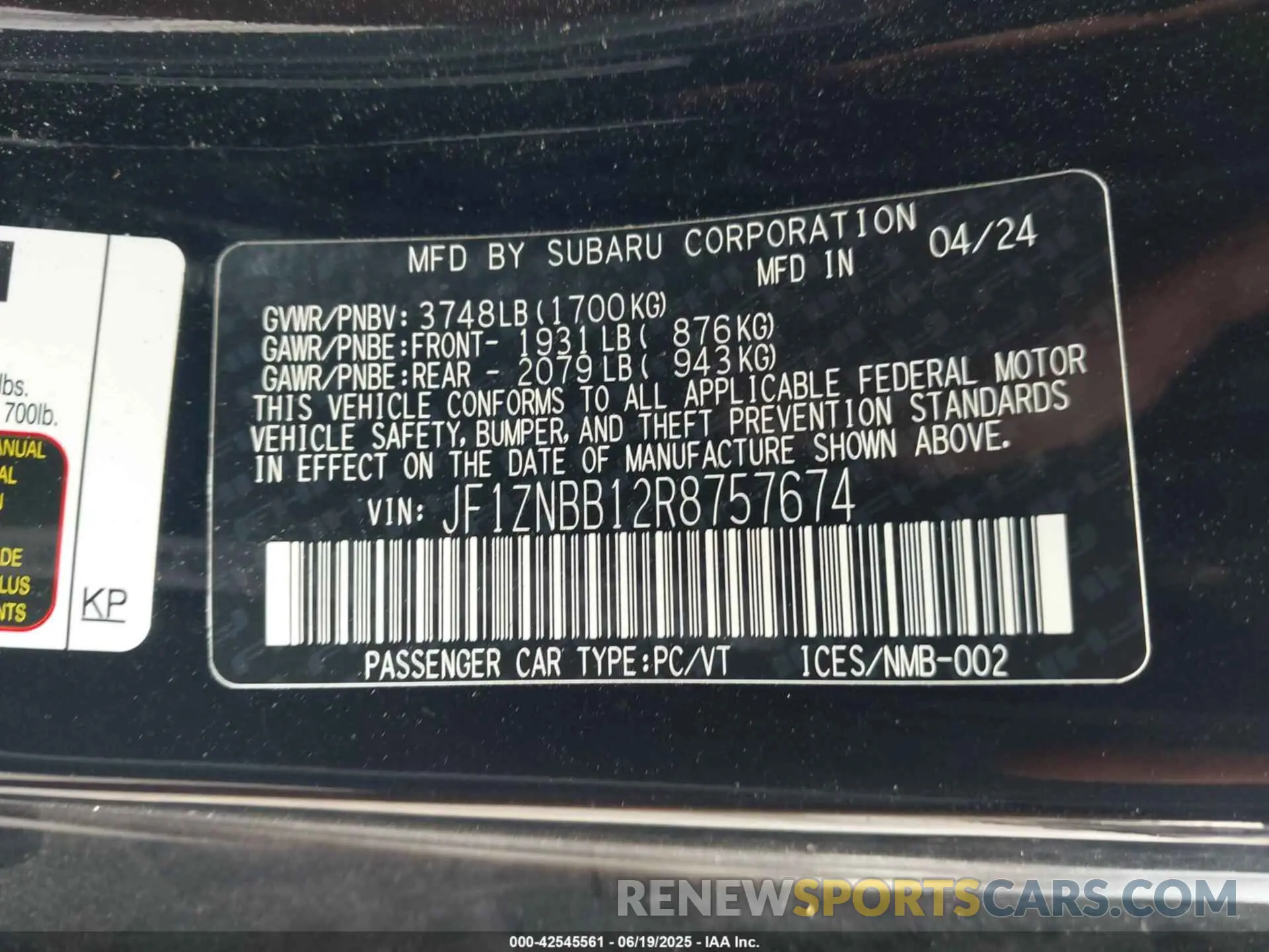 9 Photograph of a damaged car JF1ZNBB12R8757674 TOYOTA GR86 2024