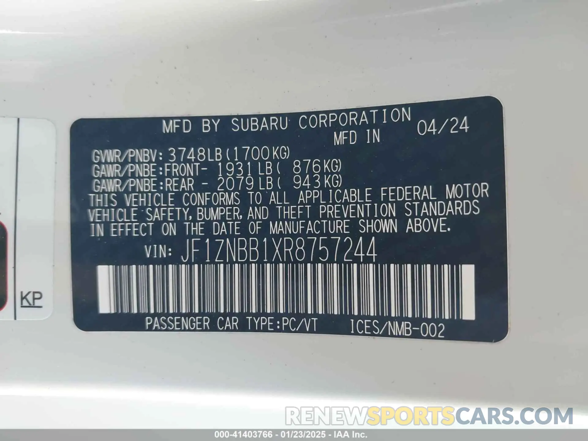 9 Photograph of a damaged car JF1ZNBB1XR8757244 TOYOTA GR86 2024