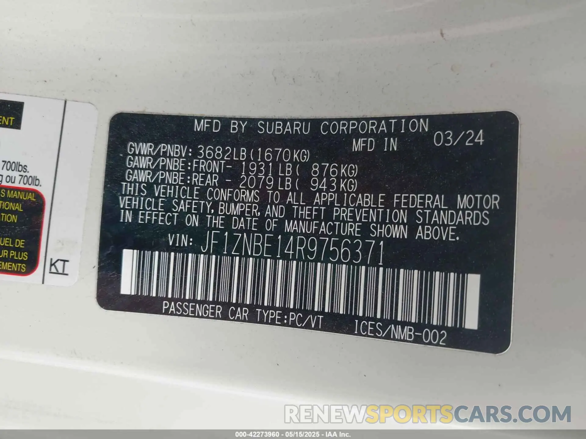 9 Photograph of a damaged car JF1ZNBE14R9756371 TOYOTA GR86 2024