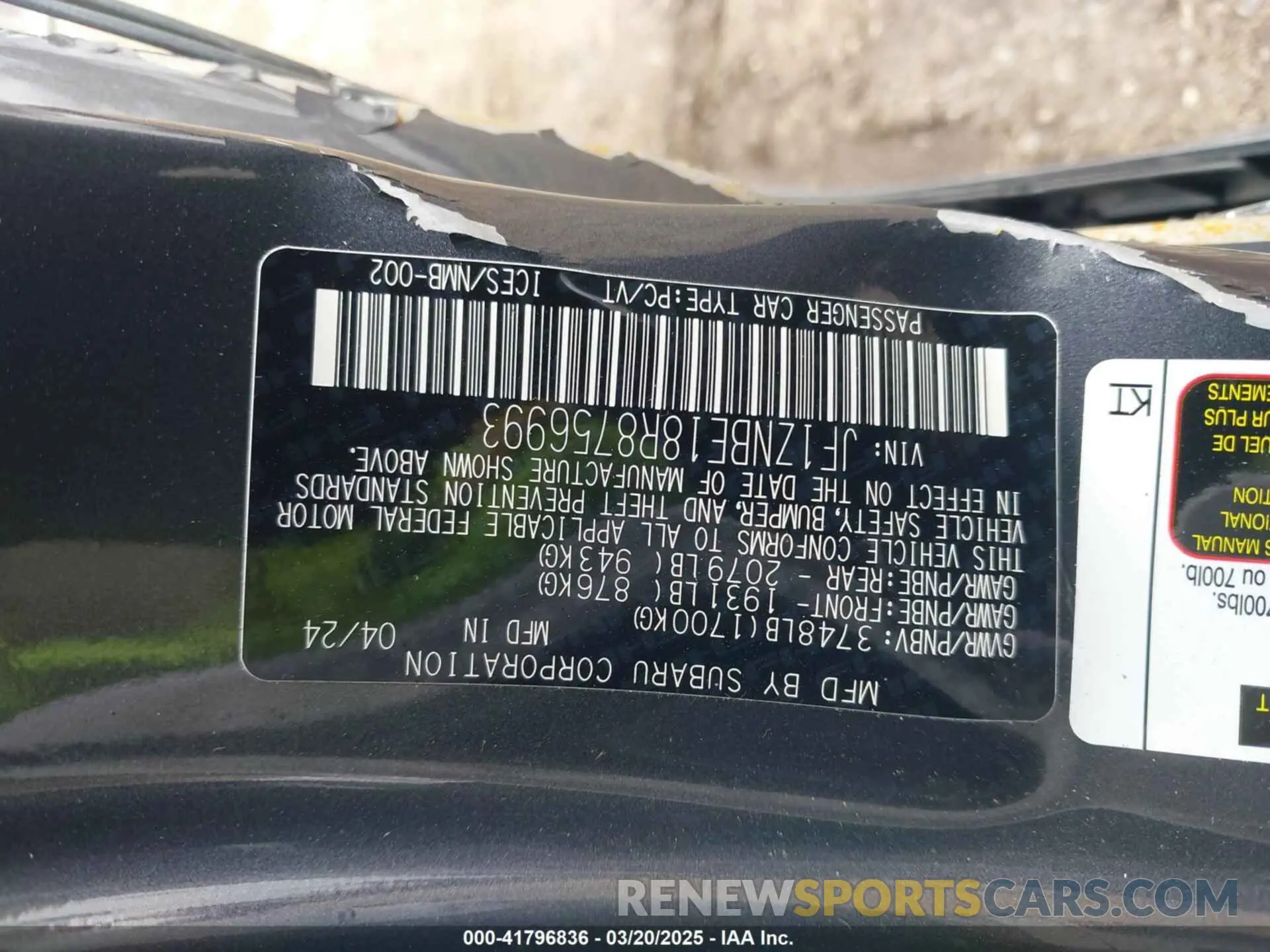 9 Photograph of a damaged car JF1ZNBE18R8756993 TOYOTA GR86 2024