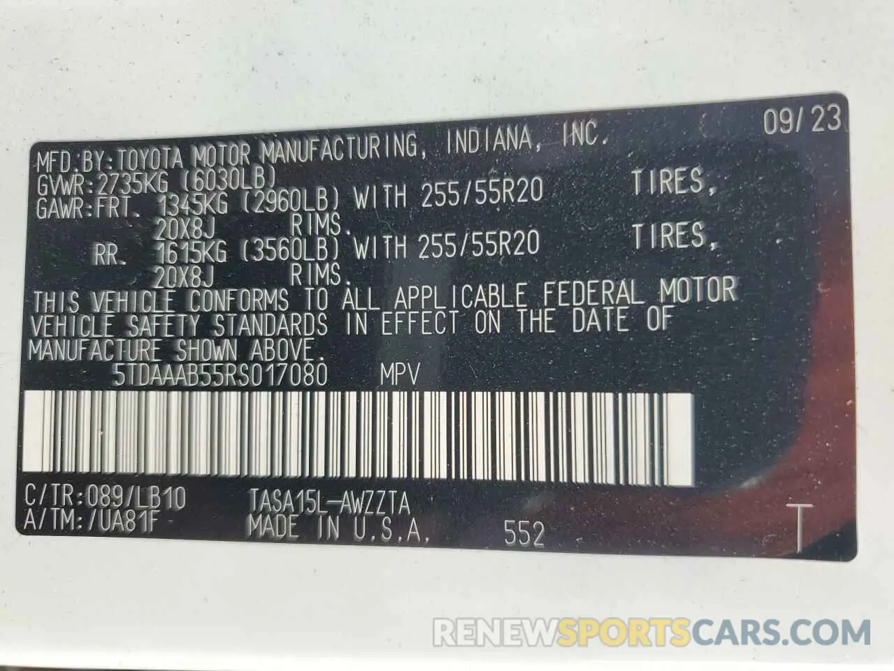14 Photograph of a damaged car 5TDAAAB55RS017080 TOYOTA GRAND HIGH 2024