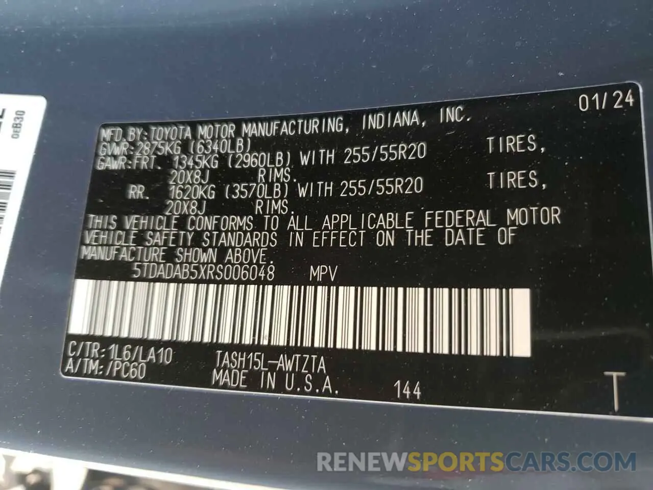 13 Photograph of a damaged car 5TDADAB5XRS006048 TOYOTA GRAND HIGH 2024