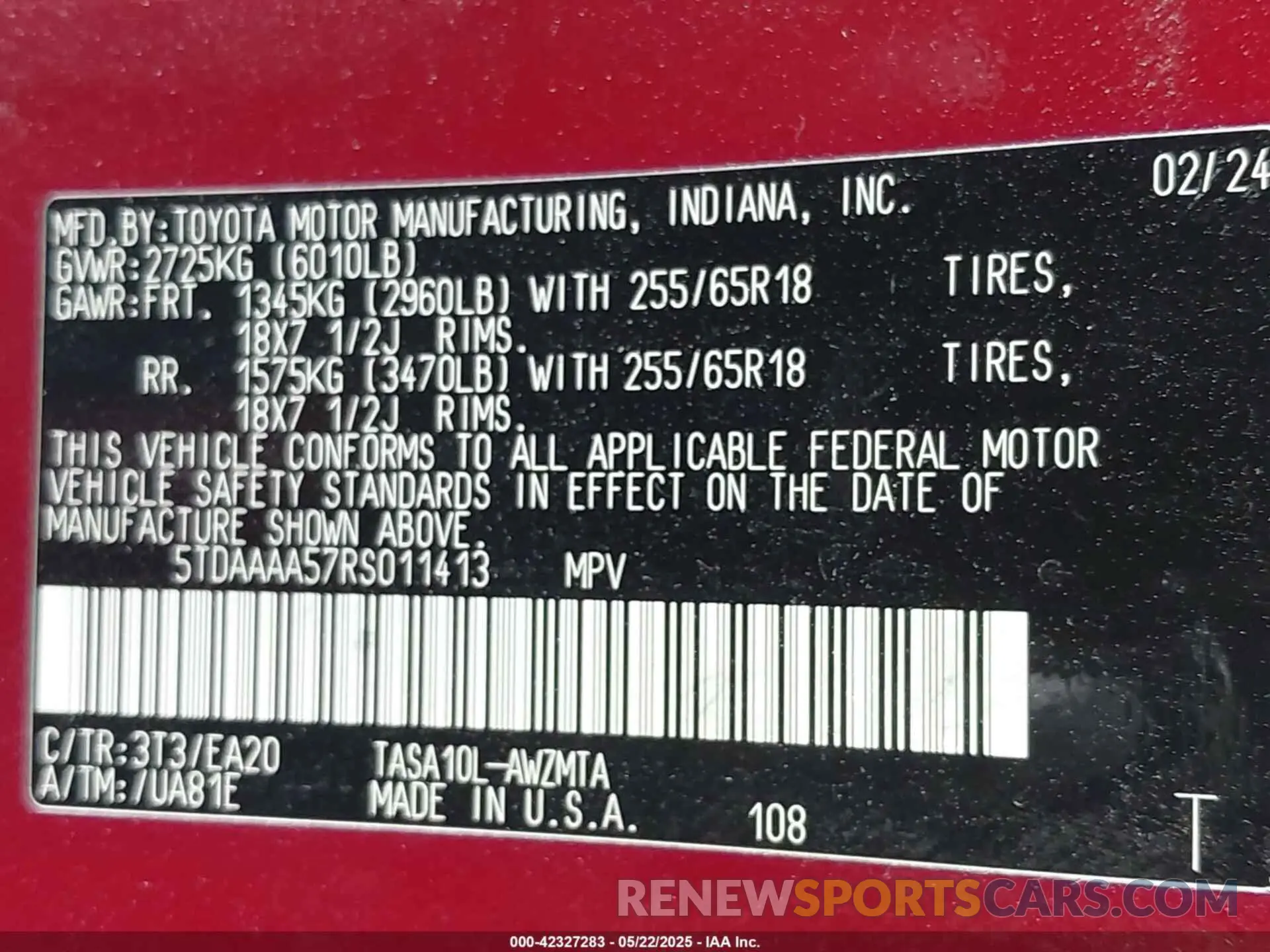 9 Photograph of a damaged car 5TDAAAA57RS011413 TOYOTA GRAND HIGHLANDER 2024
