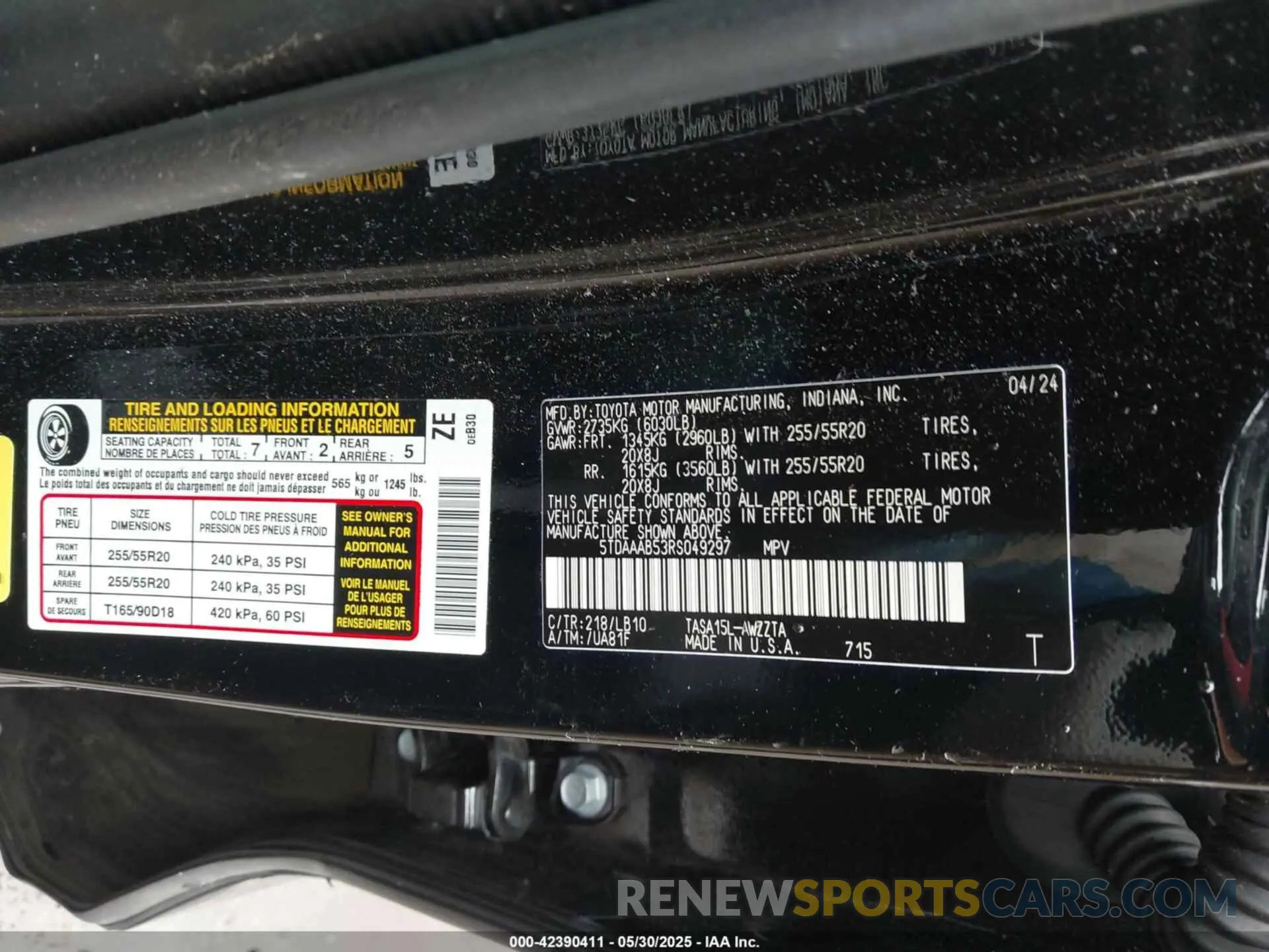 9 Photograph of a damaged car 5TDAAAB53RS049297 TOYOTA GRAND HIGHLANDER 2024
