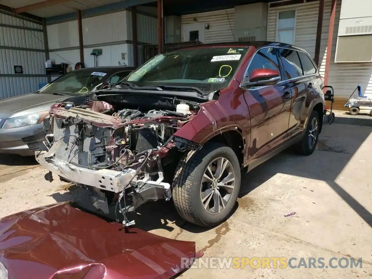 2 Photograph of a damaged car 5TDBZRFH0KS741510 TOYOTA HIGHLANDER 2019