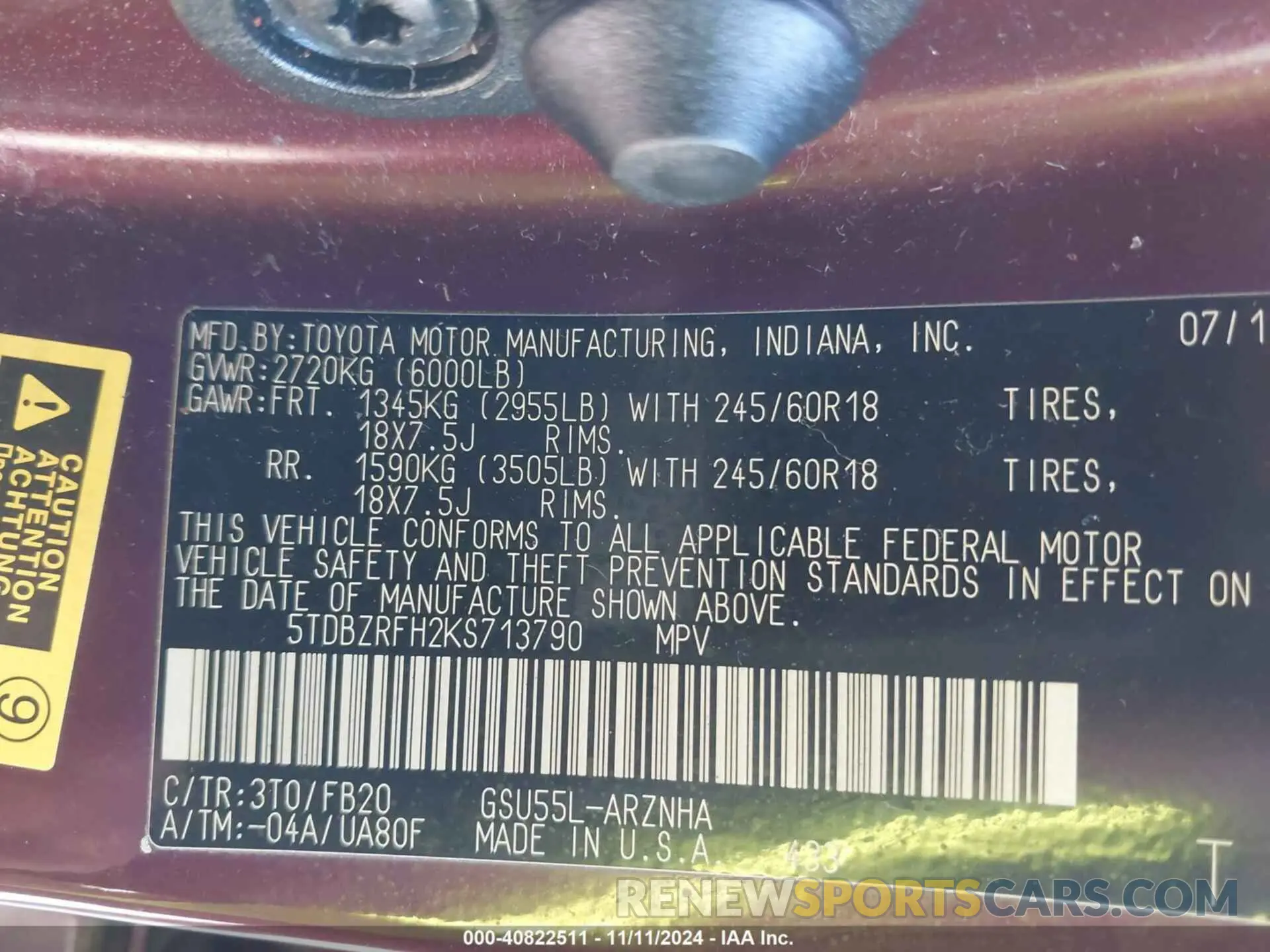 9 Photograph of a damaged car 5TDBZRFH2KS713790 TOYOTA HIGHLANDER 2019