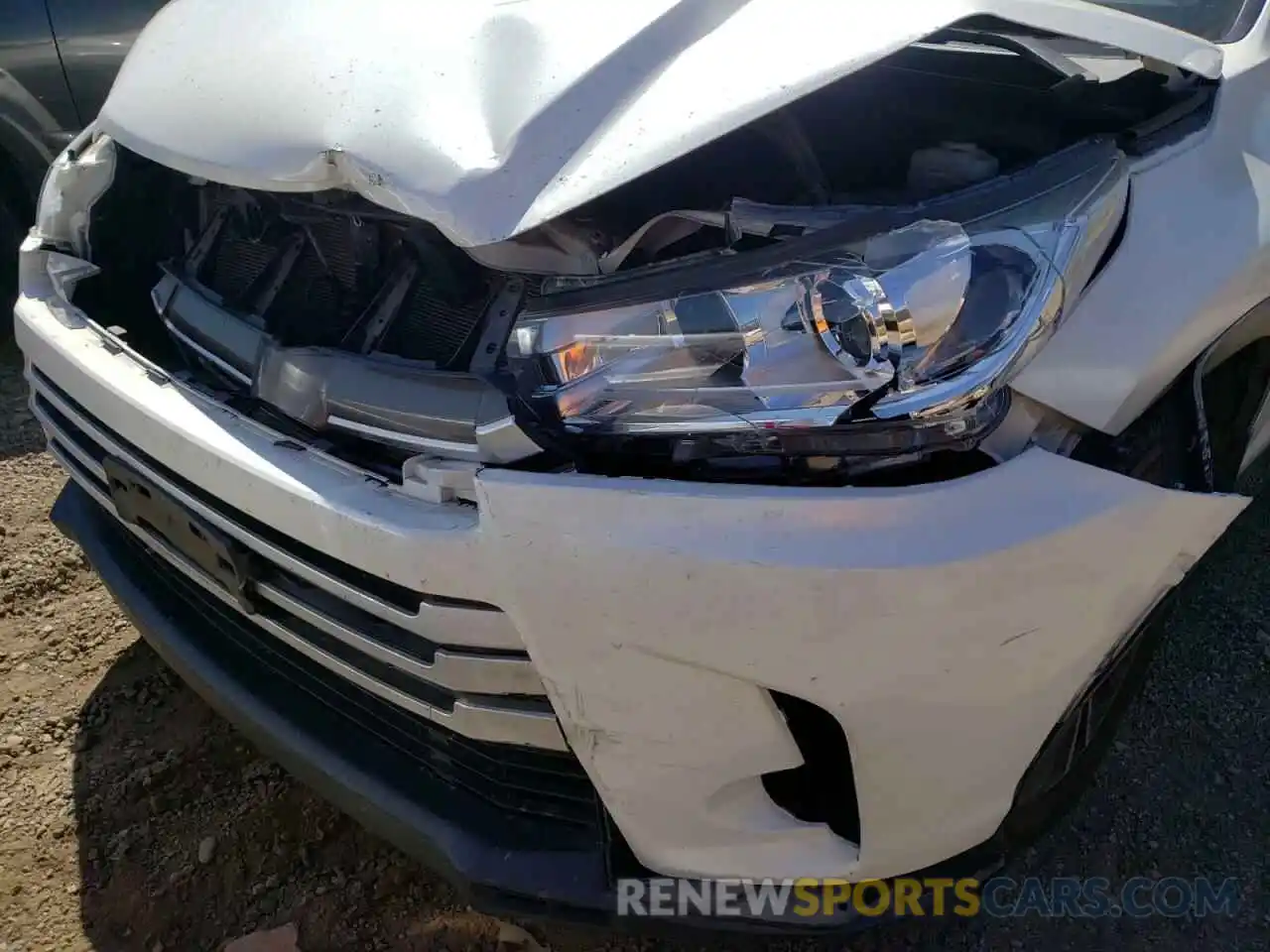 9 Photograph of a damaged car 5TDBZRFH3KS933827 TOYOTA HIGHLANDER 2019