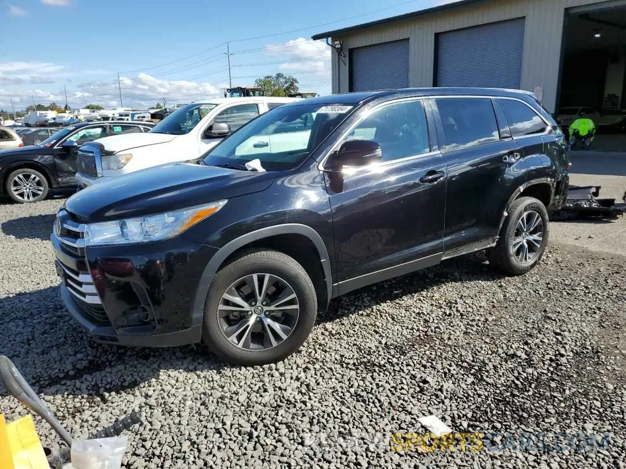 1 Photograph of a damaged car 5TDBZRFH8KS981436 TOYOTA HIGHLANDER 2019