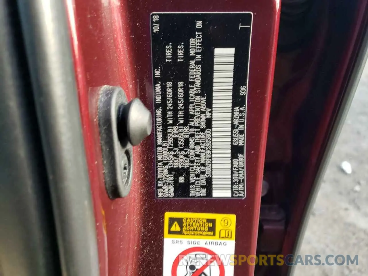 15 Photograph of a damaged car 5TDBZRFH9KS925800 TOYOTA HIGHLANDER 2019
