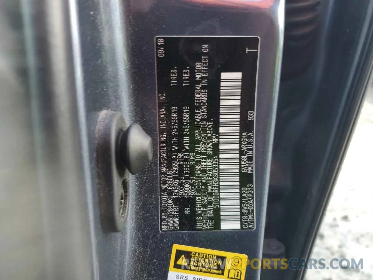 15 Photograph of a damaged car 5TDDGRFH3KS053354 TOYOTA HIGHLANDER 2019