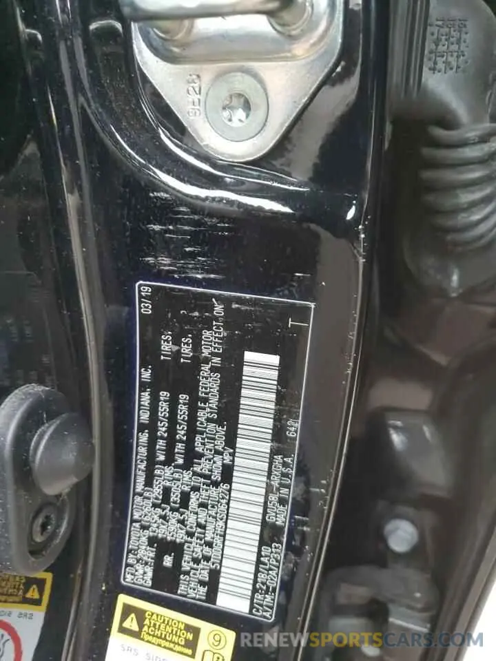 13 Photograph of a damaged car 5TDDGRFH9KS064276 TOYOTA HIGHLANDER 2019
