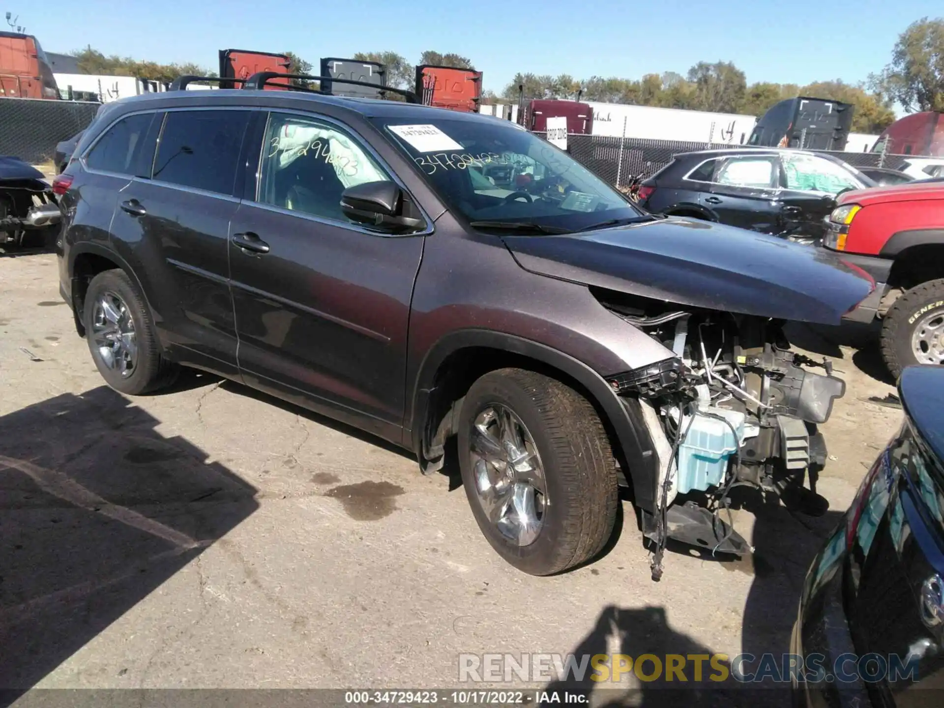 1 Photograph of a damaged car 5TDDZRFH0KS947967 TOYOTA HIGHLANDER 2019