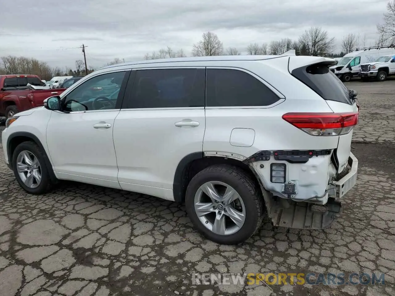 2 Photograph of a damaged car 5TDDZRFH3KS962561 TOYOTA HIGHLANDER 2019